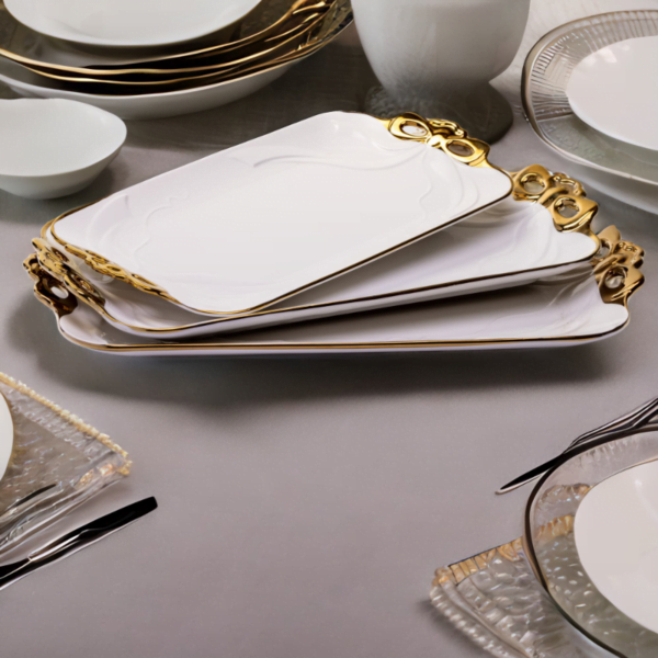 Flat Ceramic Serving Plates set on a table.