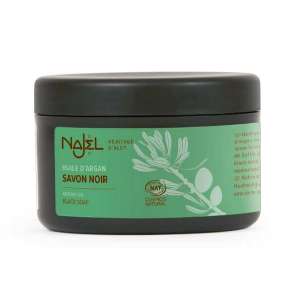 NAJEL COSMOS NATURAL BLACK SOAP WITH ORGANIC ARGAN OIL AND OLIVE OIL