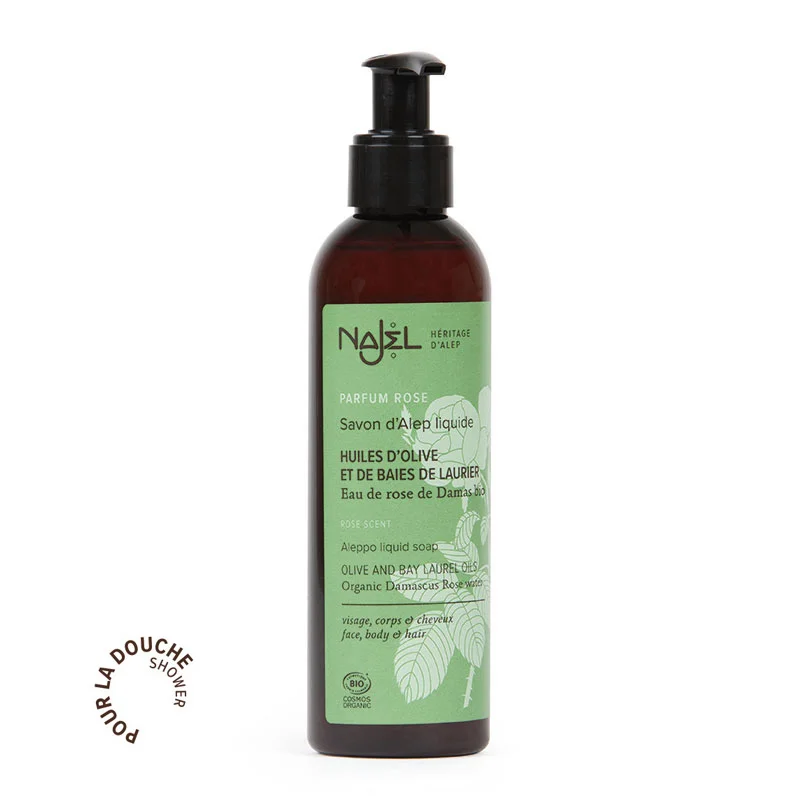 NAJEL COSMOS ORGANIC certified DAMASCUS ROSE LIQUID ALEPPO SOAP