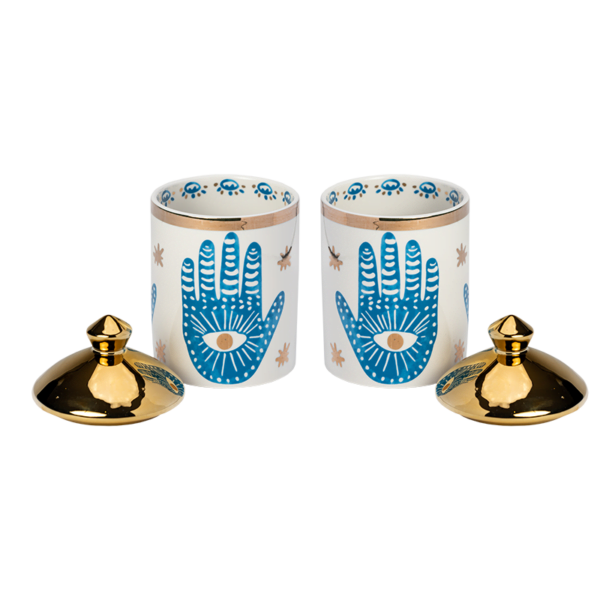 2 Canisters with Hamsa Hand styling