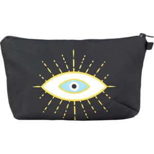 Black Cosmetic Bag White Evil Eye
