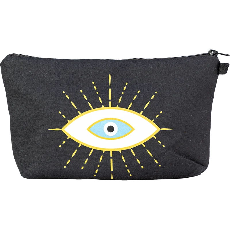 Black Cosmetic Bag White Evil Eye