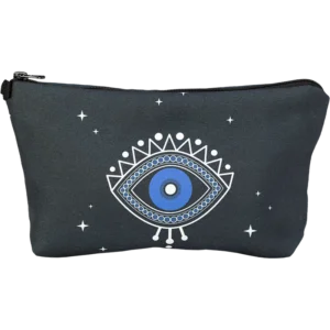 Black Evil Eye Cosmetic Bag with stars