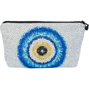 White Mosaic Evil Eye Cosmetic Bag