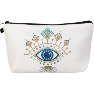 White Evil Eye Cosmetic Bag