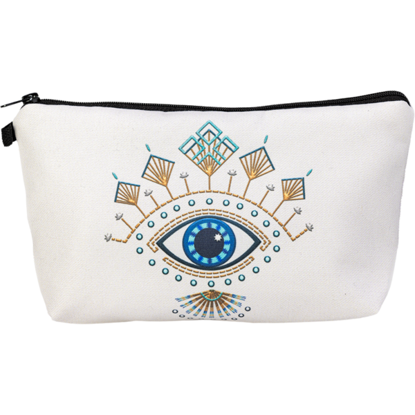 White Evil Eye Cosmetic Bag