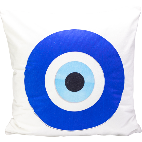 Evil Eye Cushion White and Blue