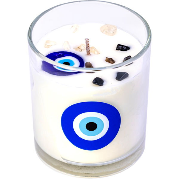 Evil Eye Cotton Flower Candle