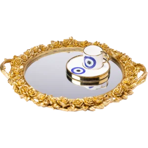 Round gold flower tray
