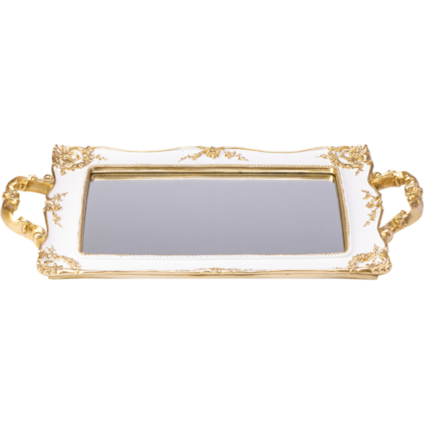 Resin gold and white Rectangle Mirror tray