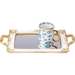 Resin gold and white Rectangle Mirror tray