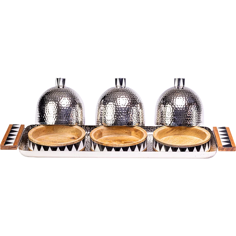 Long Tray with 3 Domes