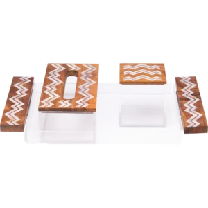 Mother of Pearl Tray Set, Tissue box ,and tea box