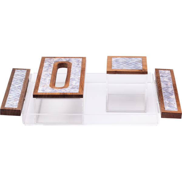 Mother of Pearl Tray Set 2, Tissue box ,and tea box