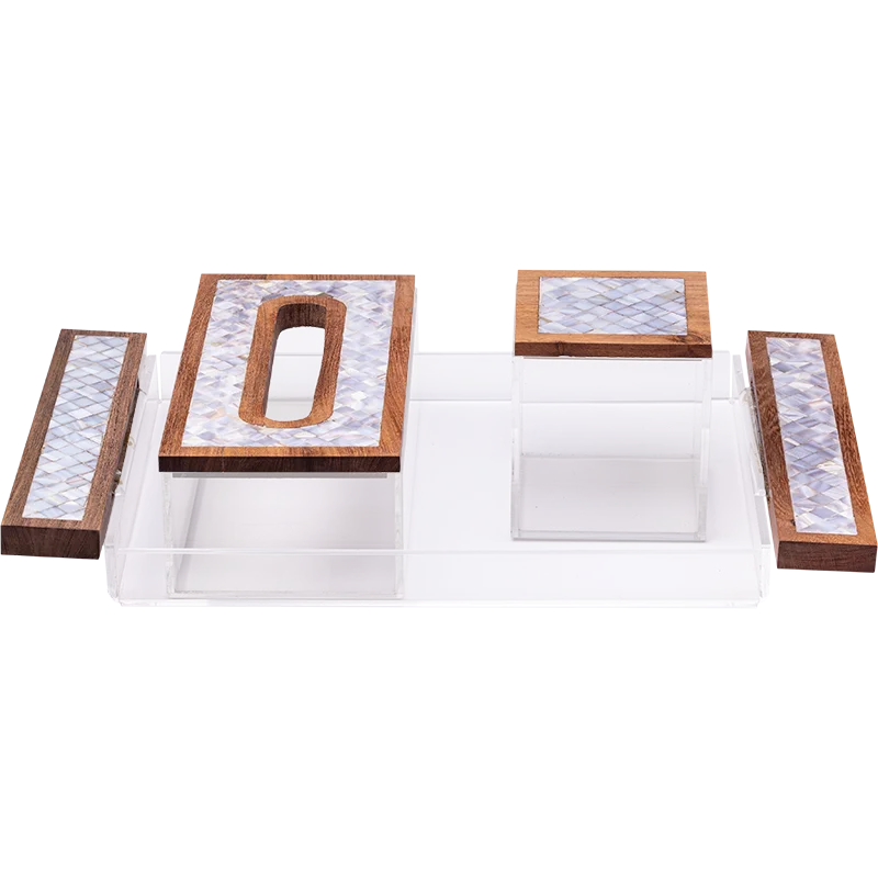 Mother of Pearl Tray Set 2, Tissue box ,and tea box