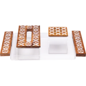 Mother of pearl Set of tray, Tissue box ,and tea box