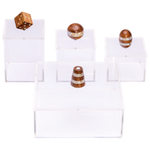 4 Acrylic Rectangle Storage Boxes with Mother of Pearl Lid Handle