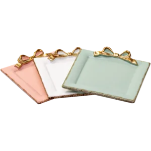 Salmon, White and Pistachio and gold Coloured Mini Trays.