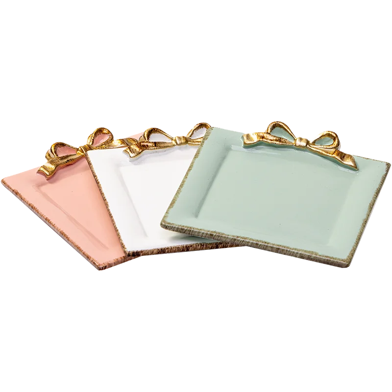 Salmon, White and Pistachio and gold Coloured Mini Trays.