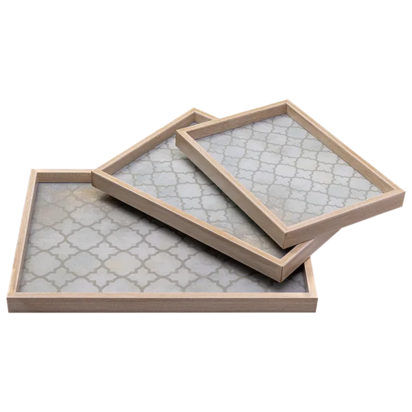 3 acrylic and wood trays