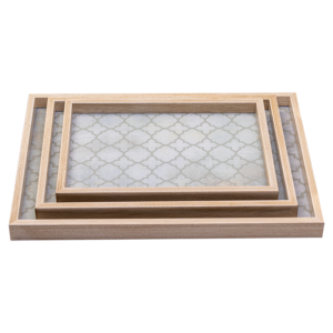 3 acrylic and wood trays