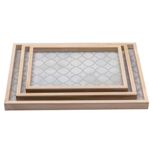 3 acrylic and wood trays