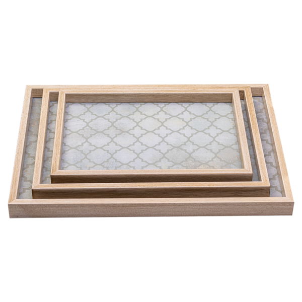 3 acrylic and wood trays