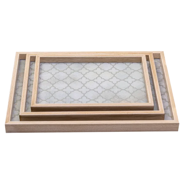 3 acrylic and wood trays