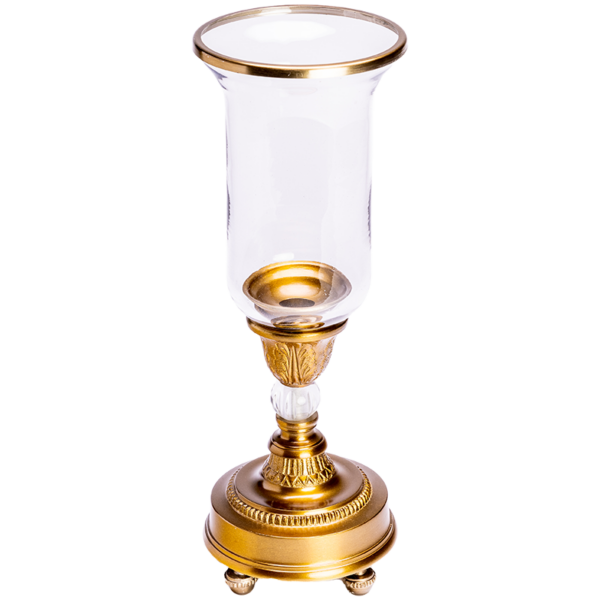A Candle Holder in Gold with Antique Styling.
