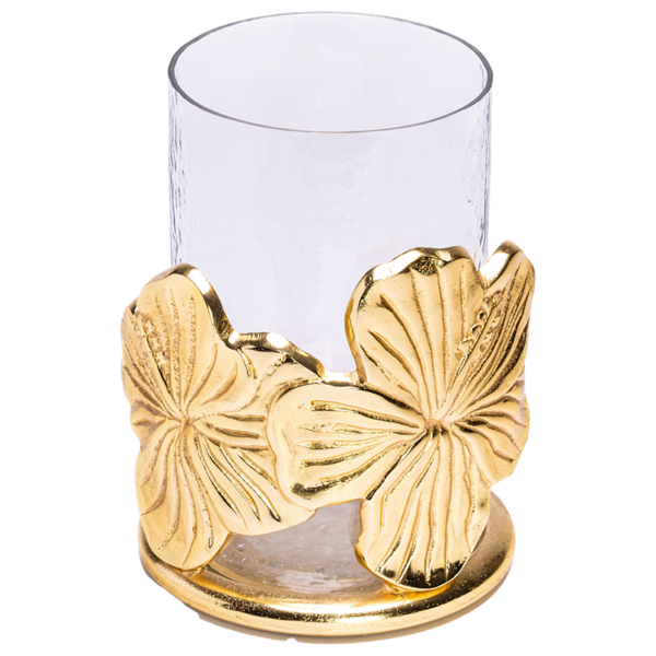 Flower Candle Holder in Gold.