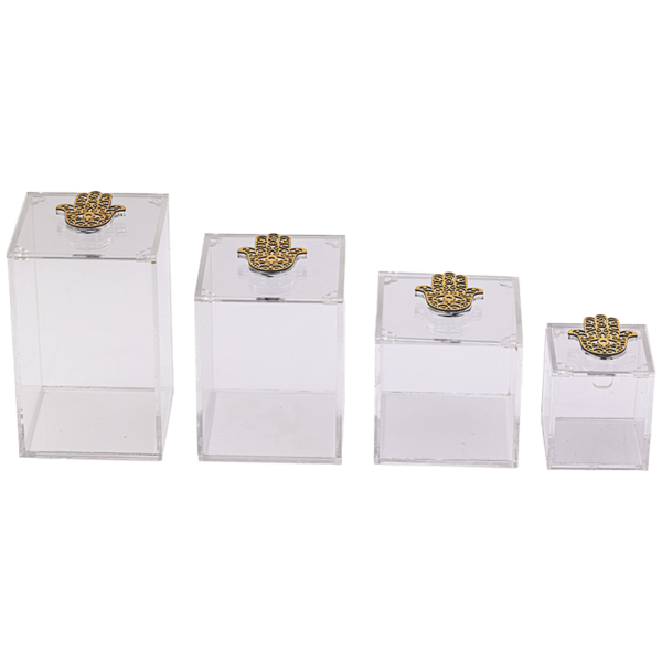 4 gold hamsa hand acrylic boxes