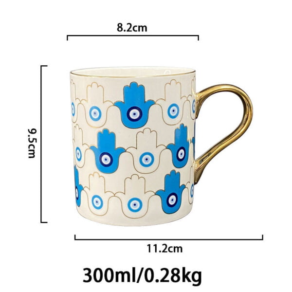 Dimensions of azure hamsa mug.
