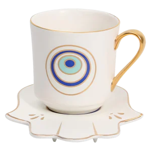 A white Serenity Set with a blue eye on it.