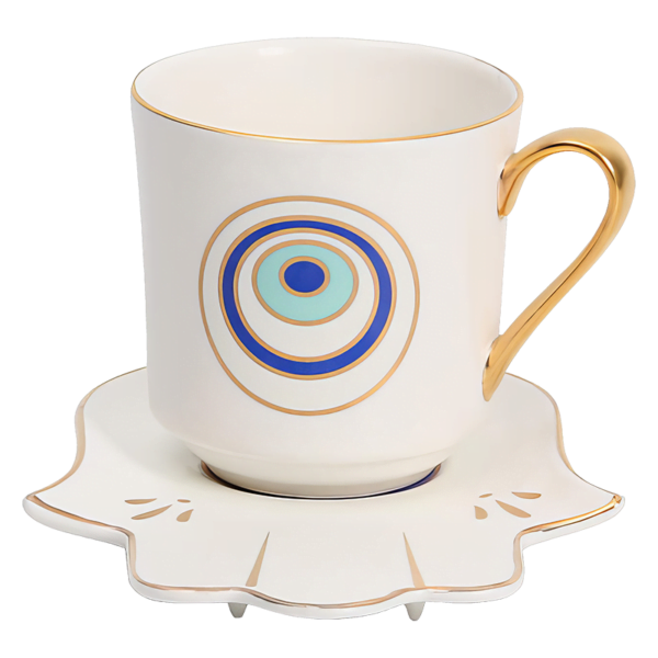 A white Serenity Set with a blue eye on it.