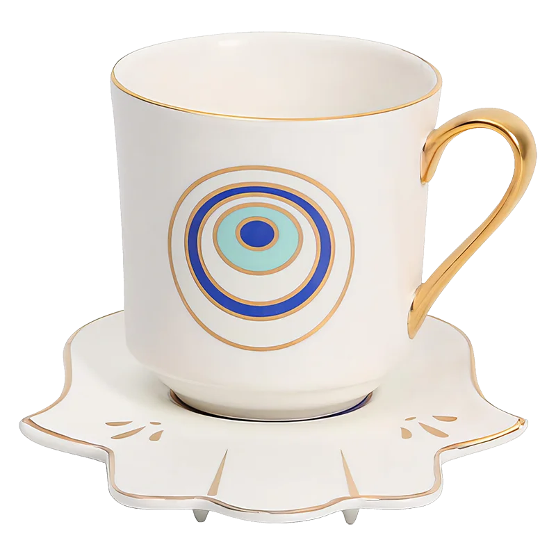 A white Serenity Set with a blue eye on it.