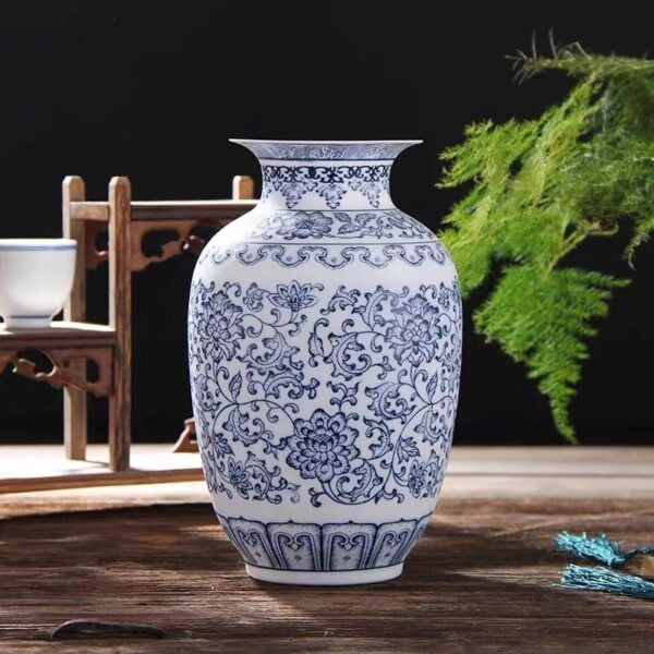 Beautiful porcelain white and light blue vase