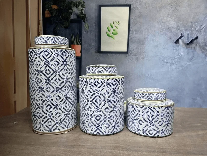 Three Glass Jars with Matching Lids (Large, Medium and Small)