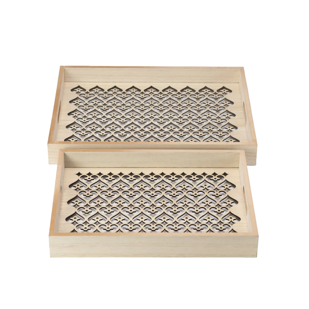 harmony wooden trays in front of each other