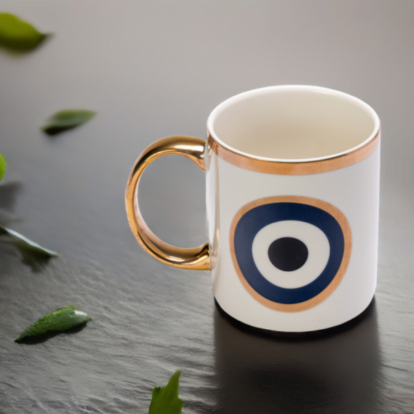 White and gold Evil Eye Ceramic Mug