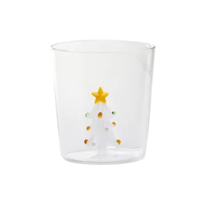 Glass cup with 3D white Christmas tree inside.